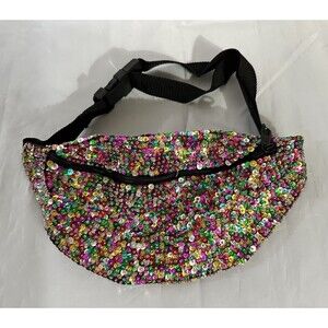 New Rainbow Sequin Festival Rave Adjustable Fanny Pack Bag Purse Pride